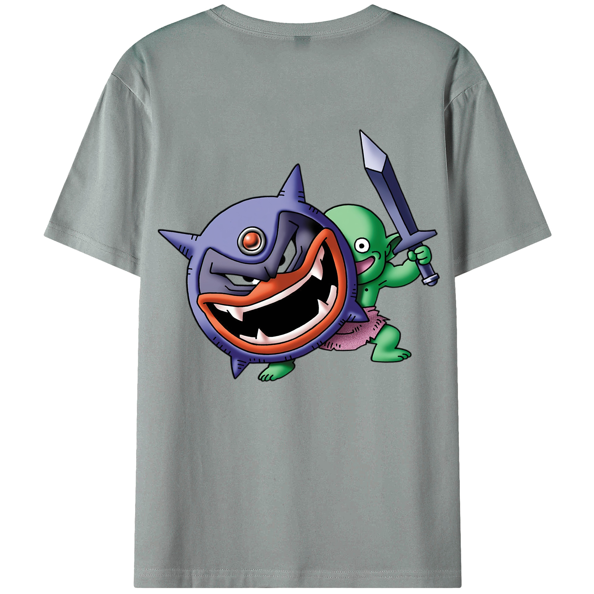 （画像用） ドラゴンクエスト Doragon Kuesuto Dragon Quest 綿100％ メンズ半袖Tシャツ（バックプリント） 通気性